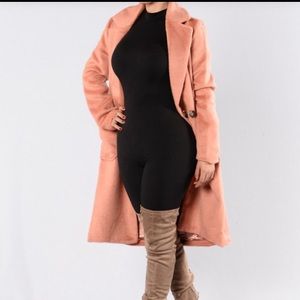 Pink fuzzy pea coat